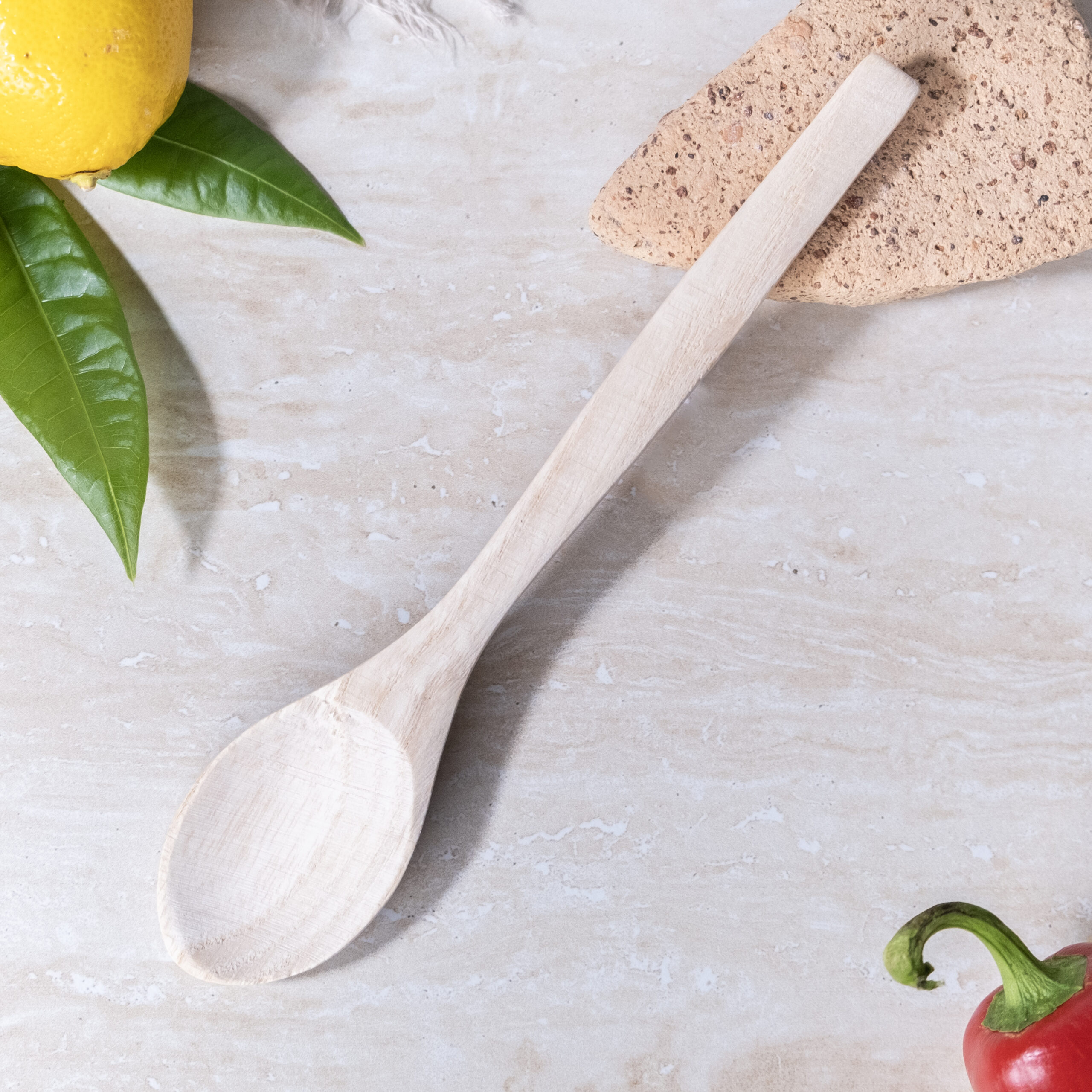 1 Ahşap Sade Mama Kahve Kaşık 19 Cm - Görsel 1