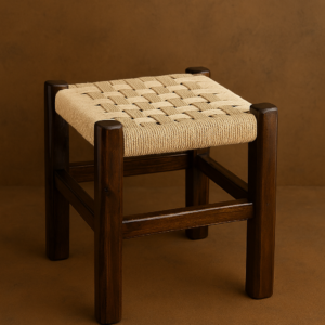 El örgüsü doğal hasır tabure ve puf modelleri