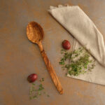 El yapımı doğal zeytin ağacı yemek kaşığı 20 cm