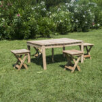 Gürgen Ağacı 4+1 Piknik Bavul Tipi Kamp Masa Tabure Takımı