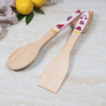 Ahşap El Boyama Servis Kaşık Spatula Set