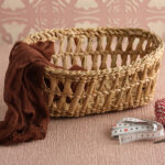 Hasır El Örgü Dikdörtgen Sepet