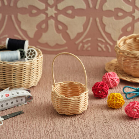 Rattan Bambu El Örgü Mini Sepet