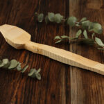 El yapımı şimşir yemek kaşığı oyma taslağı 20-25 cm