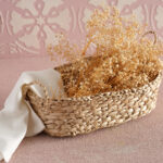 Hasır El Örgü Kulplu Sepet