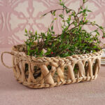 Hasır El Örgü Havluluk Kulplu Sepet