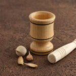 Doğal mini ahşap havan ve tokmağı baharat ezici