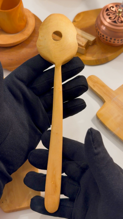 El Yapımı Doğal Şimşir Makarna Süzgeci ve Kevgir | Çizmez, Isıya Dayanıklı Ahşap - Görsel 2