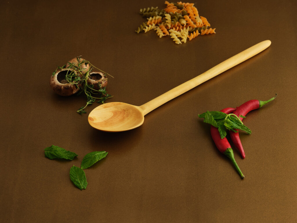Ulu Ahşap el yapımı doğal şimşir ağacı yemek yapma kaşığı 27 cm